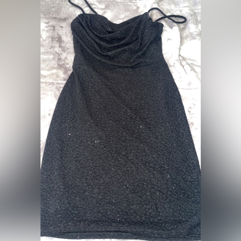 Black mini glitter dress